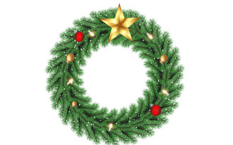 Merry christmas wreath vector design merry christmas text for xmas greeting card