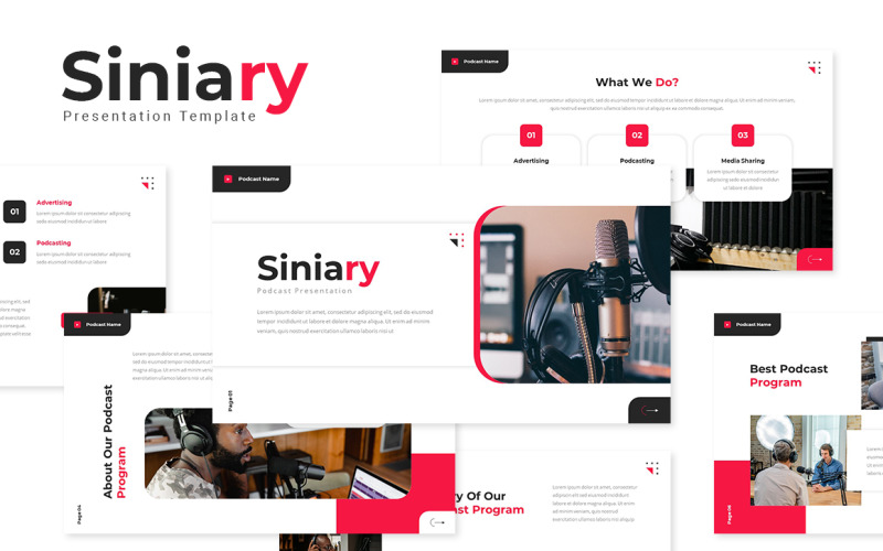 Siniary - Podcast Powerpoint Template PowerPoint Template