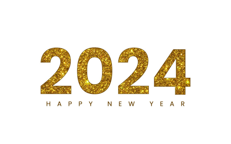 Golden glitter 2024 Happy New Year Illustration