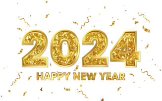 Golden glitter Happy New Year 2024