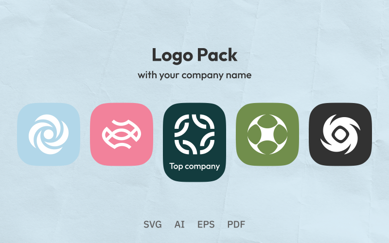 Abstract Logo Template Pack With Company Name Customization UI Element