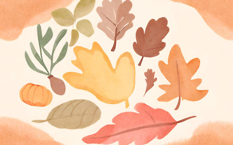 Autumn leaves background. Watercolor hand drawn illustration Background