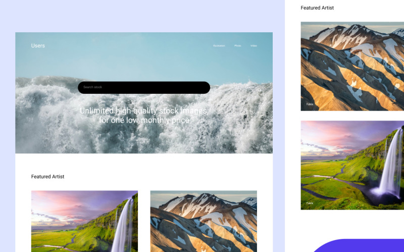 Find a stock image - Marketplace subscription UI Element