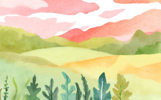 Hand-drawn illustration. Abstract watercolor background
