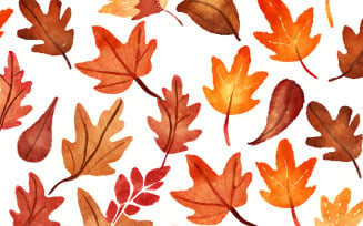 Seamless pattern with watercolor autumn leaves. Hand drawn illustration
