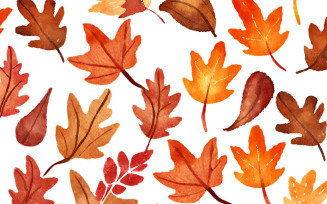 Seamless pattern with watercolor autumn leaves. Hand drawn illustration