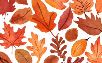 Seamless pattern with watercolor autumn leaves. Vector illustration