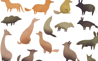 Seamless pattern with watercolor foxes. Hand drawn illustration