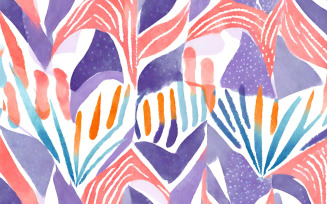 Seamless pattern with watercolor tropical leaves. Hand drawn illustration