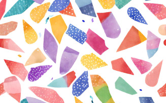 Seamless watercolor pattern with multicolored paper triangles