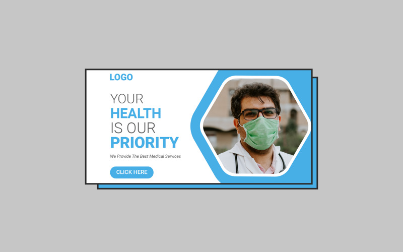 Vector medical healthcare video thumbnail and web banner template Corporate Identity