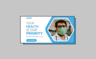 Vector medical healthcare video thumbnail and web banner template