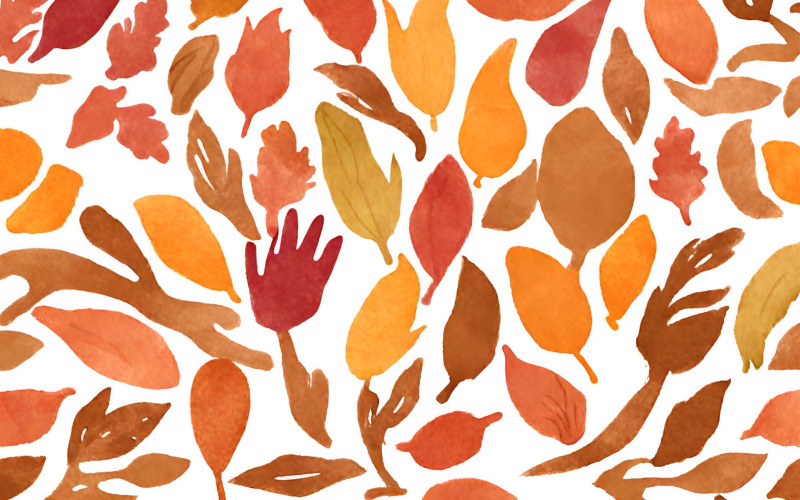 Watercolor autumn leaves seamless pattern Background