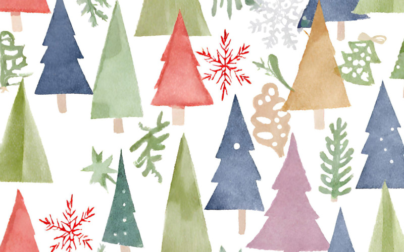 Watercolor Christmas seamless pattern. Hand drawn Background