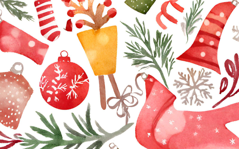 Watercolor Christmas seamless pattern Background