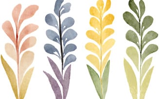 Watercolor leaves set. Hand painted