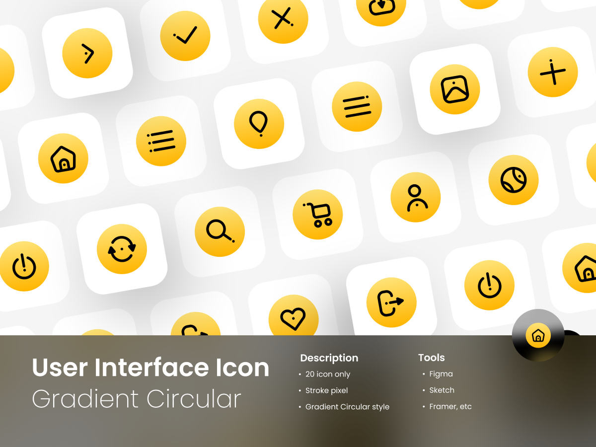 User Interface Icon Set Gradient Circular Outline Style