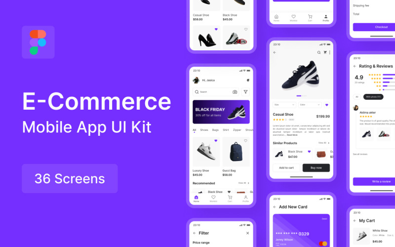 E-Shop Ecommerce Mobile App UI Element