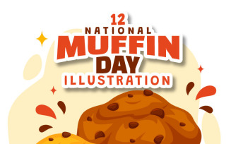 12 National Muffin Day Vector Illustration