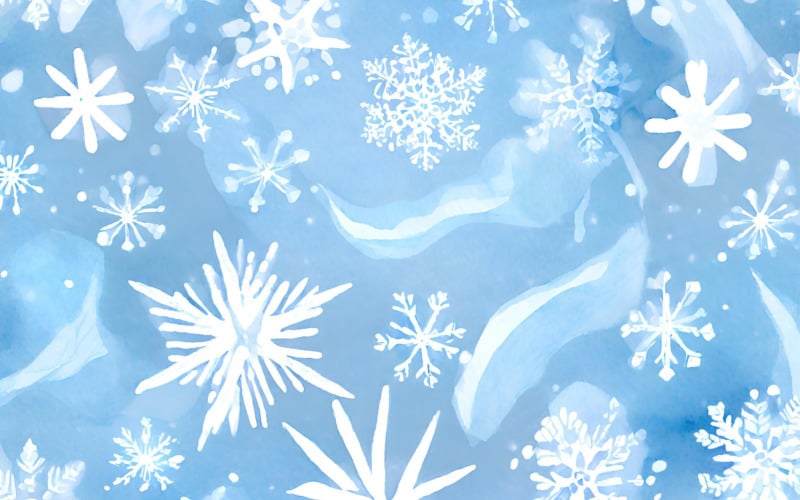 Watercolor snowflakes on blue background. Hand-drawn illustration Background