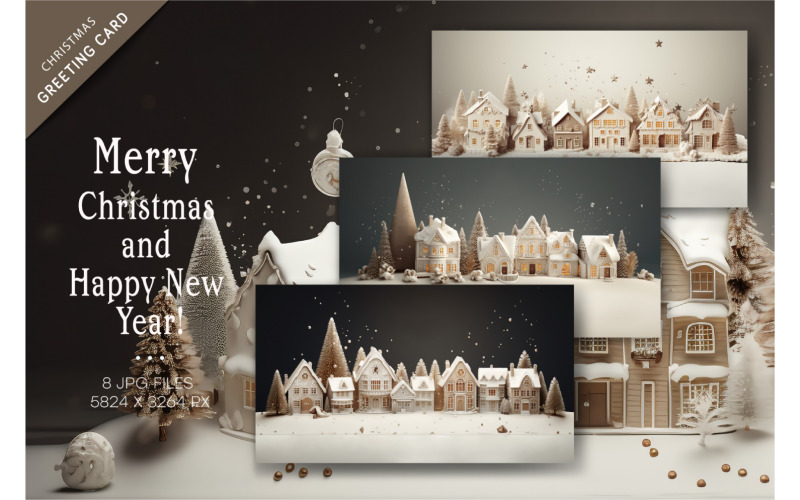 Christmas snowy courtyard. Christmas cards. Illustration