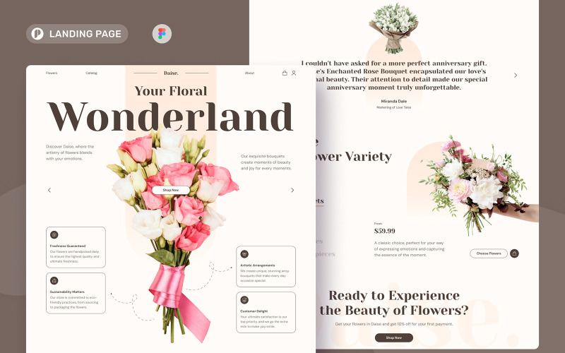 Daise - Flower Shop Landing Page UI Element