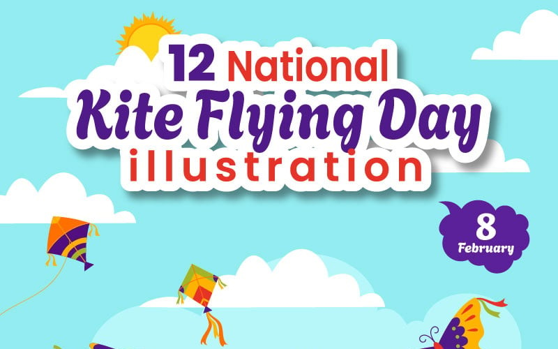12 National Kite Flying Day Vector Illustration