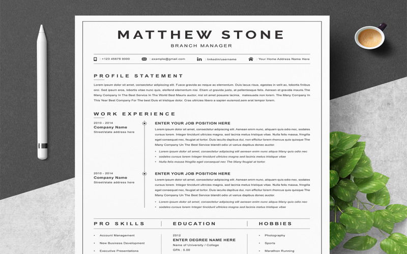 Professional Simple Office Manager Resume Template
