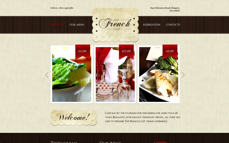 French Restaurant PSD Template