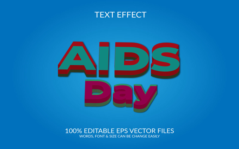 Aids day 3D Editable Vector Eps Text Effect Template Illustration