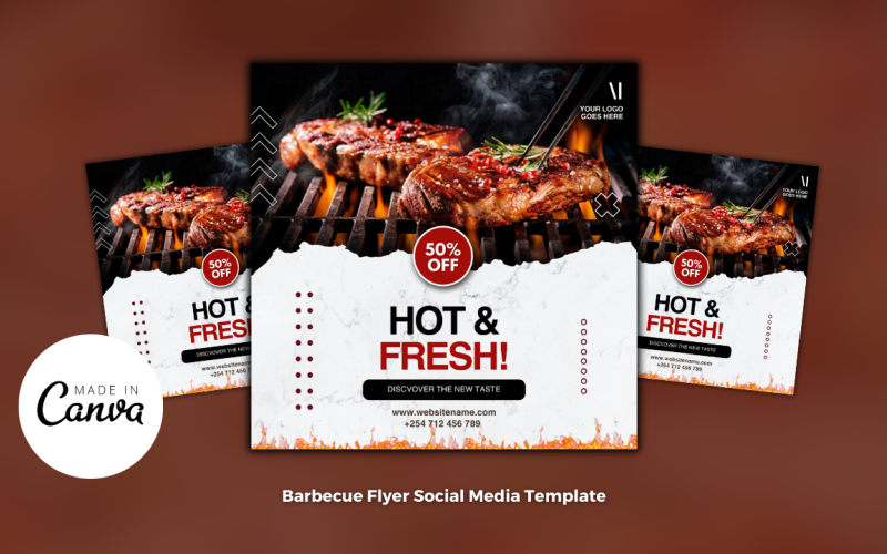 BBQ Restaurant Flyer Template Social Media