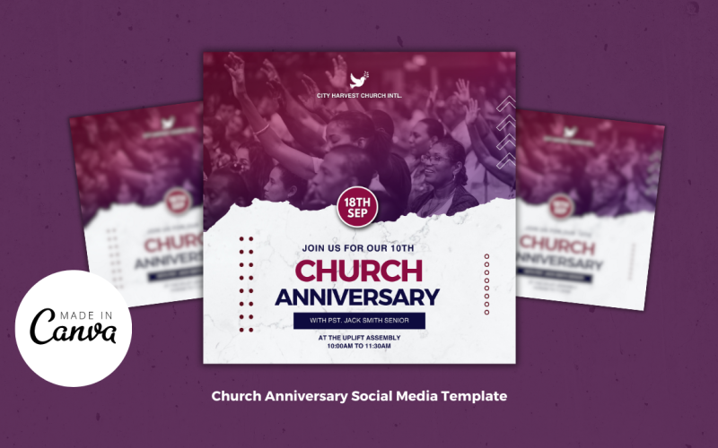 Church Anniversary Template Social Media