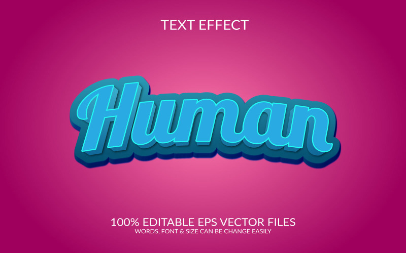 Human 3d vector text effect template design Illustration