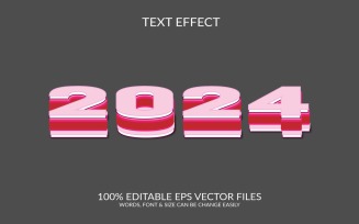 New year 2024 3d fully editable vector text effect template