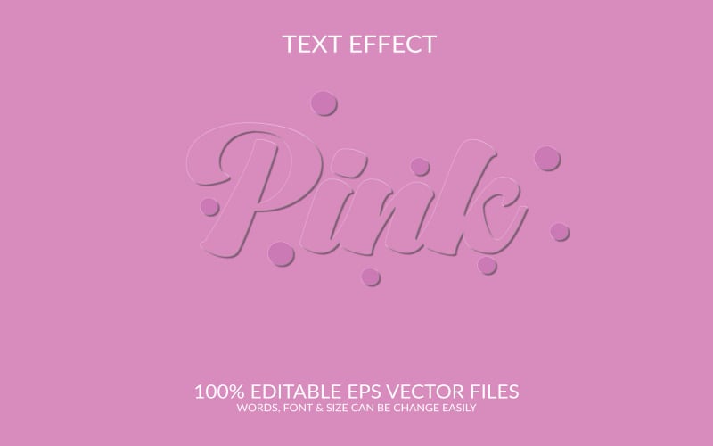 Pink 3D Fully Editable Vector Eps Text Effect Illustration