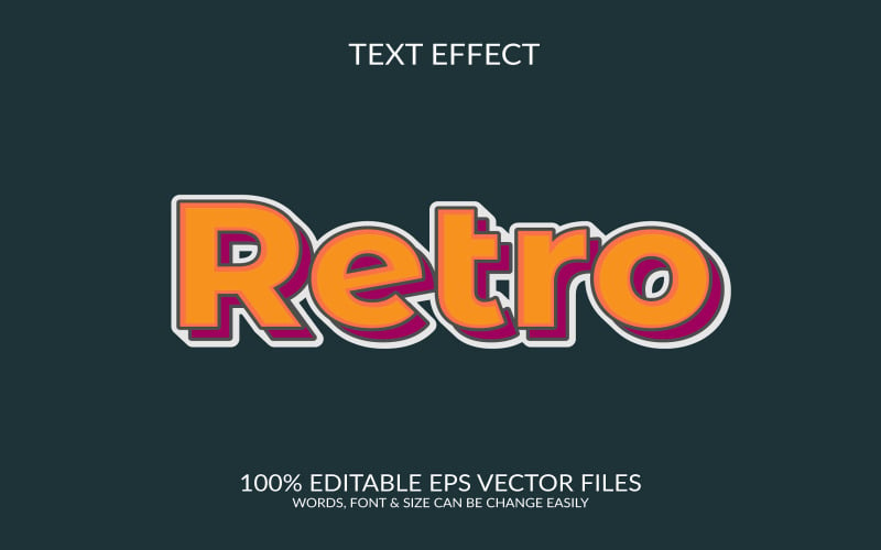 Retro style fully editable vector 3d text effect Illustration