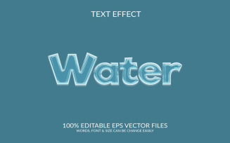 Water 3D Vector Eps Text Effect Template Design Illustration.