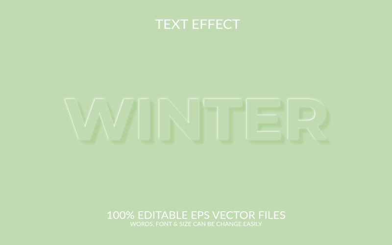 Winter 3D Editable Vector Eps Text Effect Template Illustration
