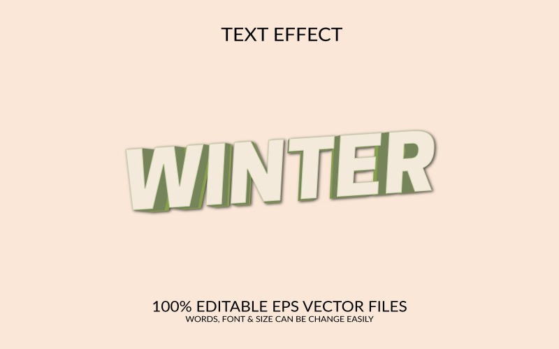 Winter 3D Fully Editable Vector Eps Text Effect Template Illustration