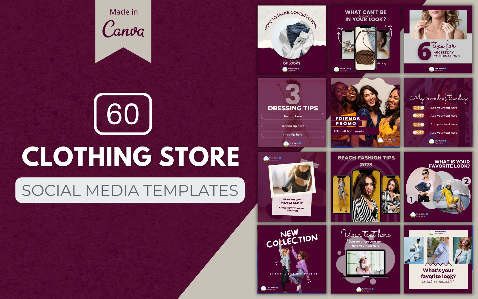 60 Premium Clothing Canva Templates For Social Media