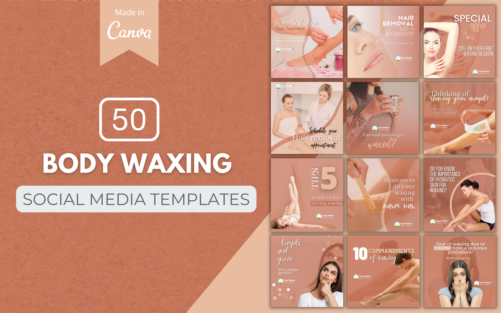 50 Premium Body Waxing Canva Templates For Social Media