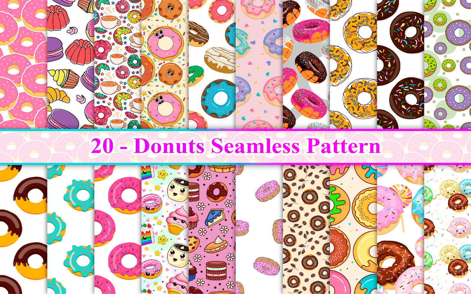 Kit Graphique #370183 Donuts Seamless Divers Modles Web - Logo template Preview