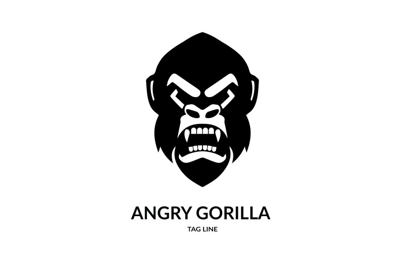 Angry Gorilla Head Logo Design Logo Template