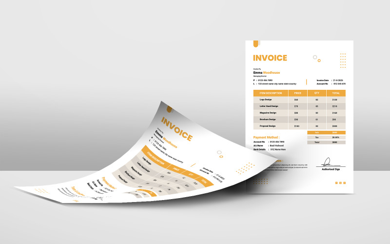 Business Invoice Template Layout Corporate Identity