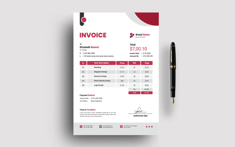 Clean Invoice Template Layout Corporate Identity