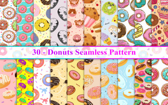 Donuts Seamless Pattern, Donuts Pattern, Fast Food Seamless Pattern