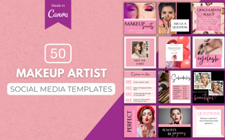 50 Premium Makeup Artist Canva Templates For Social Media