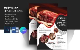 Meat Shop Flyer, Butcher Shop Flyer Template. Psd, Word and Canva