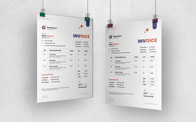 Morden Invoice Template Layout Corporate Identity