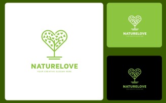 Natural Love Tree Logo Design Template